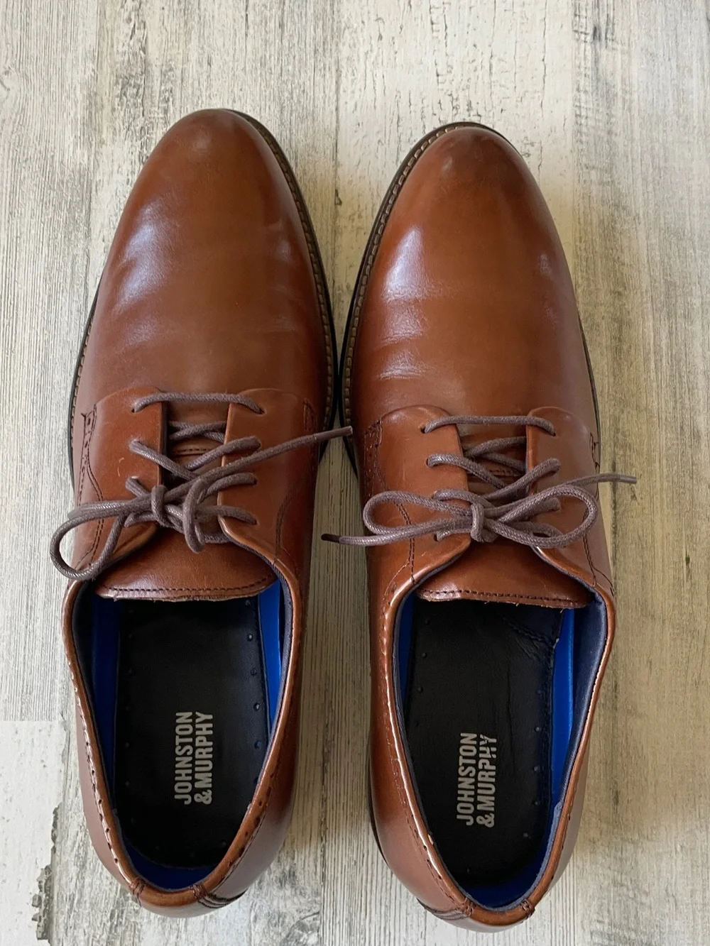 Johnston & Murphy Chestnut Brown Leather Lace-Up Oxfords 9M With Box